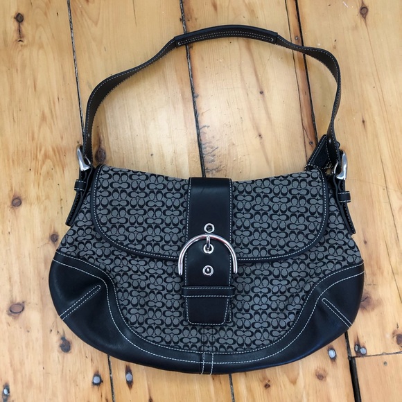 COACH Signature Hobo Black & Grey - Picture 1 of 6